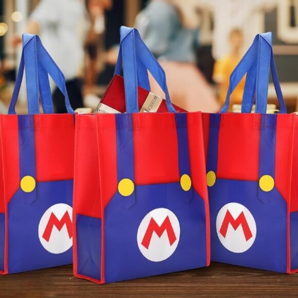 Lot of 3 NEW Super Mario Bros Nintendo Tote Bag Gift Bags Reusable 10x13.5 - Picture 1 of 3